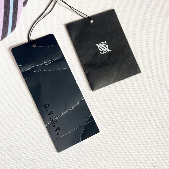 G.V.G.V Lavender Purple Striped high  Low Rexcell Skirt 36 Made in Japan - Picture 6 of 8